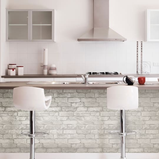 NuWallpaper Gray & White Brick Peel & Stick Wallpaper